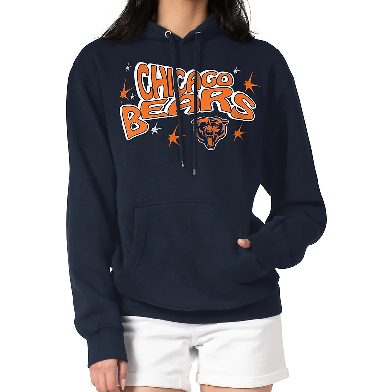 Women's Starter Navy Chicago Bears Fireworks Fleece Pullover Hoodie