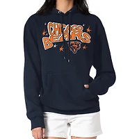 Women's Starter Navy Chicago Bears Fireworks Fleece Pullover Hoodie