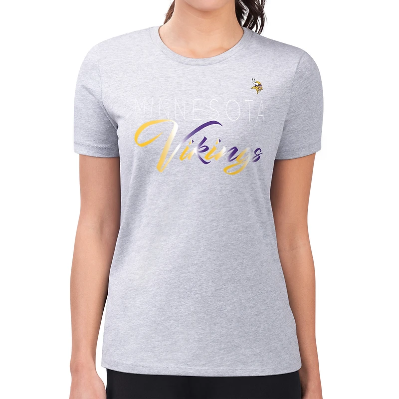 Women's G-III 4Her by Carl Banks  Gray Minnesota Vikings Super-Slim Fit Lightweight Shadow Logo T-Shirt