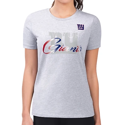 Women's G-III 4Her by Carl Banks  Gray New York Giants Super-Slim Fit Lightweight Shadow Logo T-Shirt