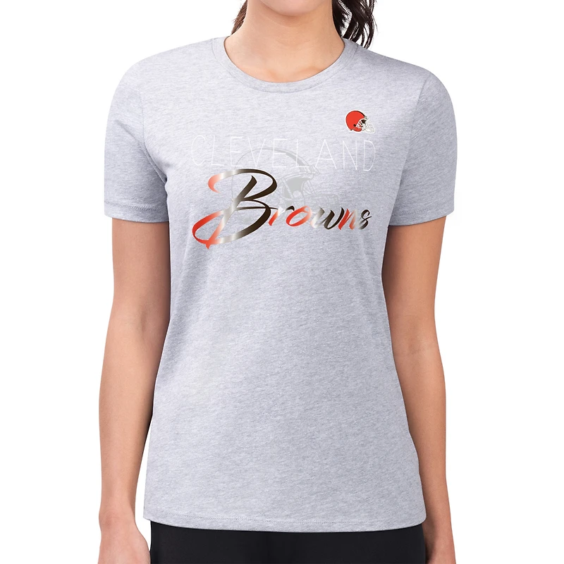 Women's G-III 4Her by Carl Banks  Gray Cleveland Browns Super-Slim Fit Lightweight Shadow Logo T-Shirt