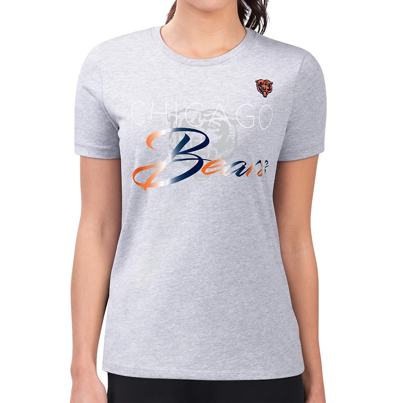 Women's G-III 4Her by Carl Banks  Gray Chicago Bears Super-Slim Fit Lightweight Shadow Logo T-Shirt