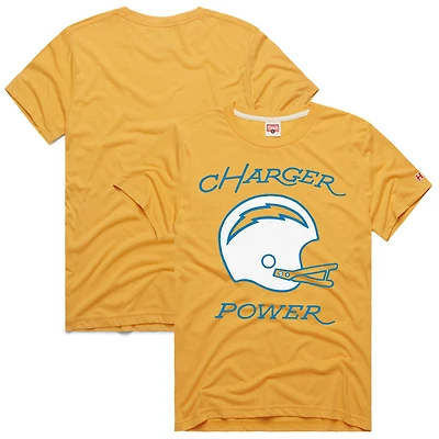 Unisex Homage Gold Los Angeles Chargers Charger Power Tri-Blend T-Shirt