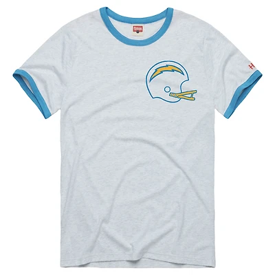 Unisex Homage Gray Los Angeles Chargers Charger Power Ringer Tri-Blend T-Shirt
