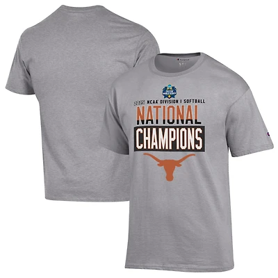 Men's Champion  Gray Texas Longhorns 2025 NCAA Softball Women's College World Series Champions Locker Room T-Shirt