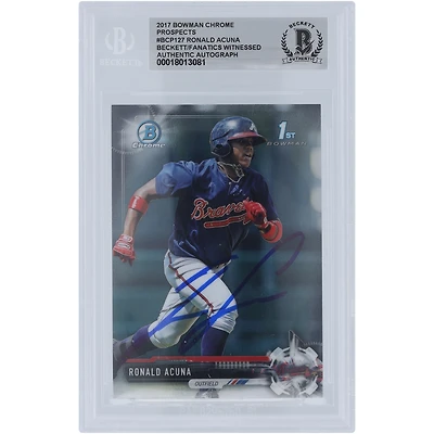 Ronald Acuna Jr. Atlanta Braves Autographed 2017 Bowman Chrome Prospects 1st Bowman #BCP127 Beckett Fanatics Witnessed Authenticated Card
