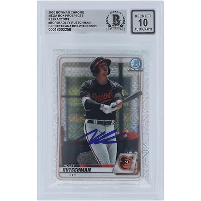 Adley Rutschman Baltimore Orioles Autographed 2020 Bowman Chrome Prospect Mega Box Refractors #BCP-50 Beckett Fanatics Witnessed Authenticated 10 Card