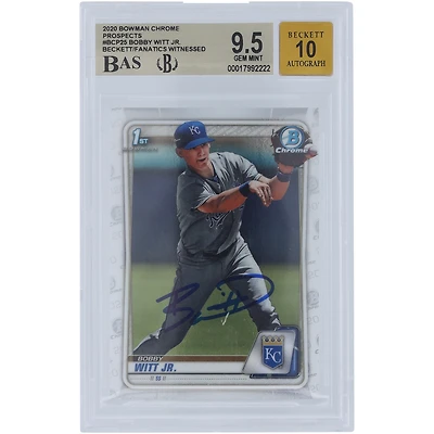 Bobby Witt Jr. Kansas City Royals Autographed 2020 Bowman Chrome Prospect 1st Bowman #BCP-25 Beckett Fanatics Witnessed Authenticated 9.5/10 Card