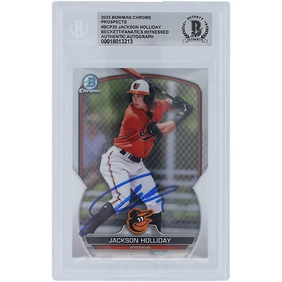 Jackson Holliday Baltimore Orioles Autographed 2023 Bowman Chrome Prospect #BCP-20 Beckett Fanatics Witnessed Authenticated Card