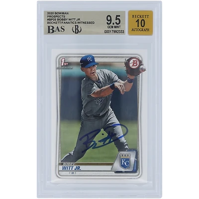 Bobby Witt Jr. Kansas City Royals Autographed 2020 Bowman Prospects 1st Bowman #BP-25 Beckett Fanatics Witnessed Authenticated 10 Card