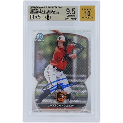 Jackson Holliday Baltimore Orioles Autographed 2023 Bowman Chrome Prospect Mega Box #BCP-20 Beckett Fanatics Witnessed Authenticated / Card