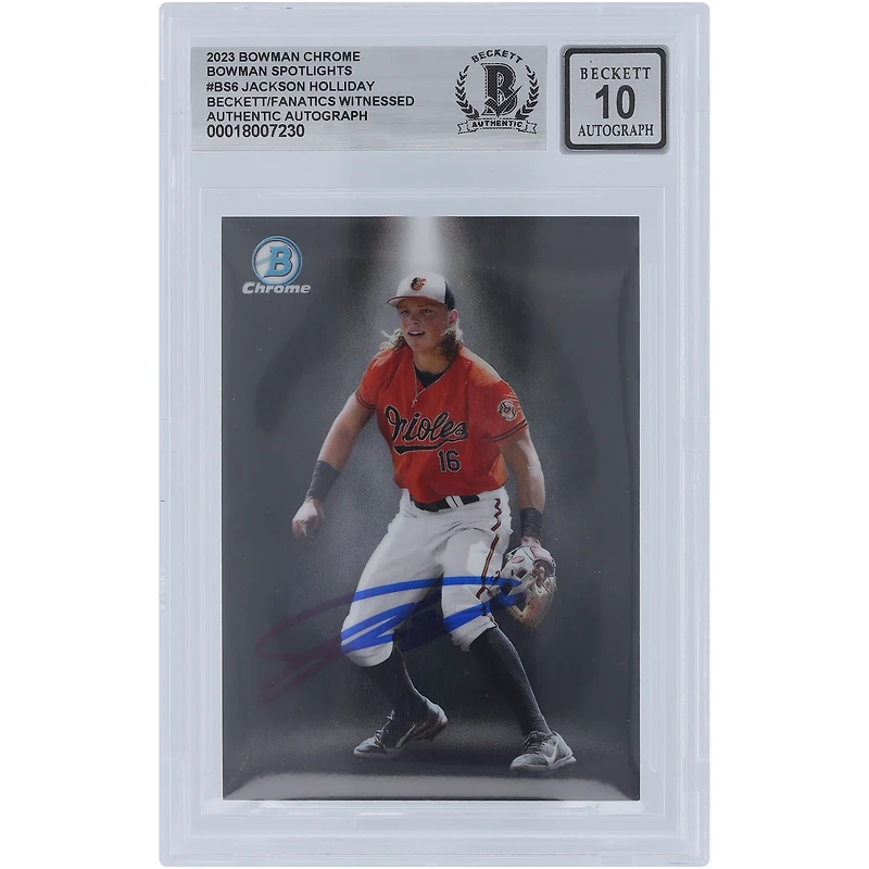 Jackson Holliday Baltimore Orioles Autographed 2023 Bowman Chrome Spotlights #BS-6 Beckett Fanatics Witnessed Authenticated 10 Card