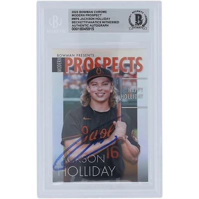 Jackson Holliday Baltimore Orioles Autographed 2023 Bowman Chrome Modern Prospects #MP-4 Beckett Fanatics Witnessed Authenticated Card