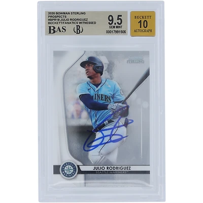 Julio Rodriguez Seattle Mariners Autographed 2020 Bowman Sterling #BPR-18 Beckett Fanatics Witnessed Authenticated /10 Card