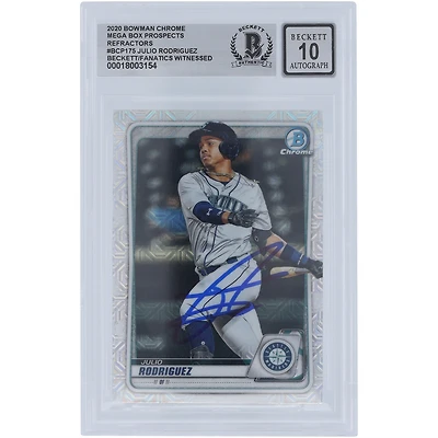 Julio Rodriguez Seattle Mariners Autographed 2020 Bowman Chrome Prospect Mega Box Refractors #BCP- Beckett Fanatics Witnessed Authenticated Card