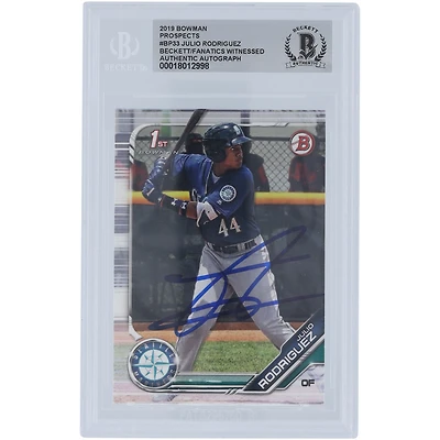 Julio Rodriguez Seattle Mariners Autographed 2019 Bowman Prospects #BP-33 Beckett Fanatics Witnessed Authenticated / Card