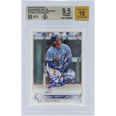 Bobby Witt Jr. Kansas City Royals Autographed 2022 Topps Update #US100 Beckett Fanatics Witnessed Authenticated 9.5/10 Rookie Card