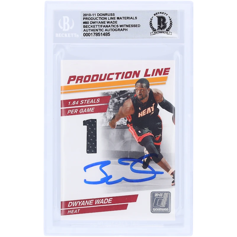 Dwyane Wade Miami Heat Autographed 2010-11 Panini Donruss Production Line #80 #/399 Beckett Fanatics Witnessed Authenticated 10 Card