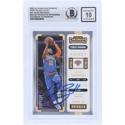 Jalen Brunson New York Knicks Autographed 2022-23 Panini Contenders First Round Ticket #24 #/199 Beckett Fanatics Witnessed Authenticated 10 Card