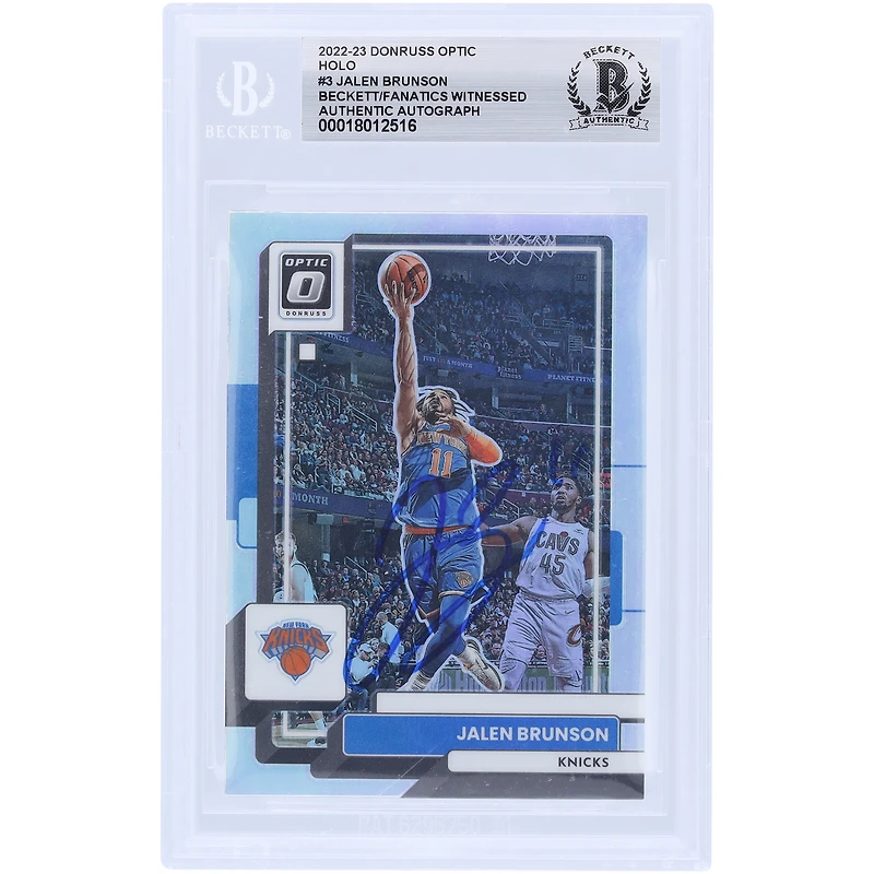 Jalen Brunson New York Knicks Autographed 2022-23 Panini Donruss Optic Holo #3 Beckett Fanatics Witnessed Authenticated Card
