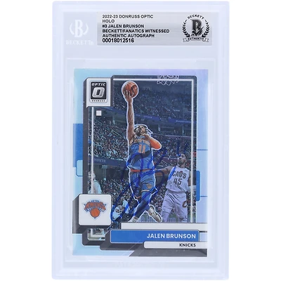 Jalen Brunson New York Knicks Autographed 2022-23 Panini Donruss Optic Holo #3 Beckett Fanatics Witnessed Authenticated Card