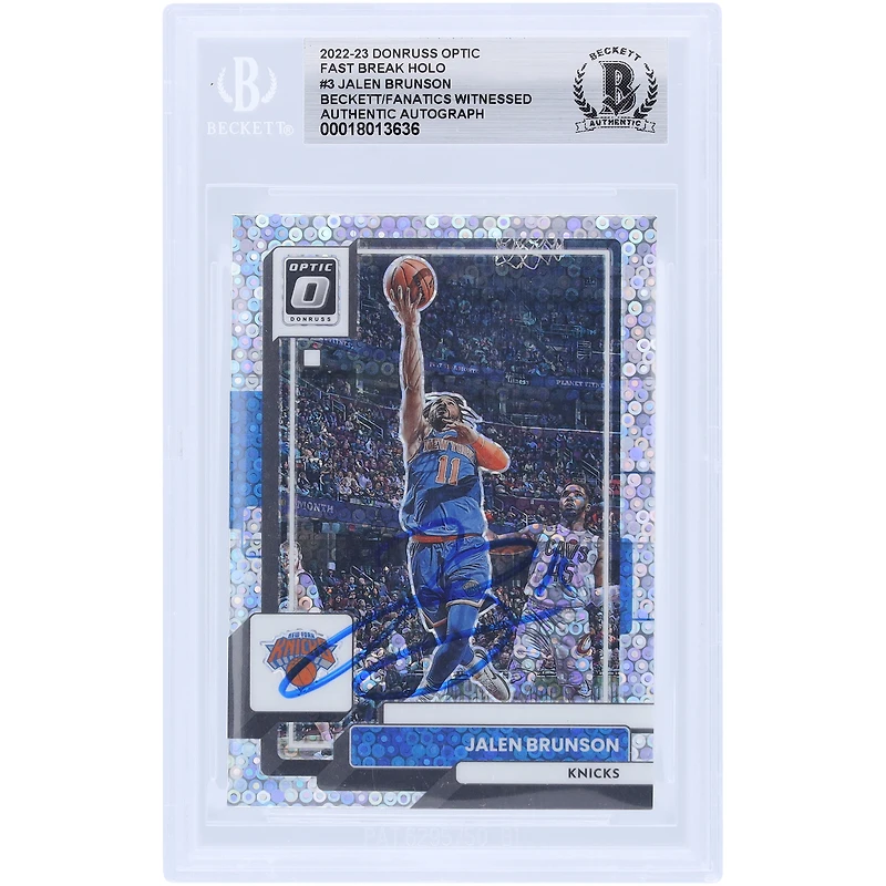 Jalen Brunson New York Knicks Autographed 2022-23 Panini Donruss Optic Fast Break Holo #3 Beckett Fanatics Witnessed Authenticated Card
