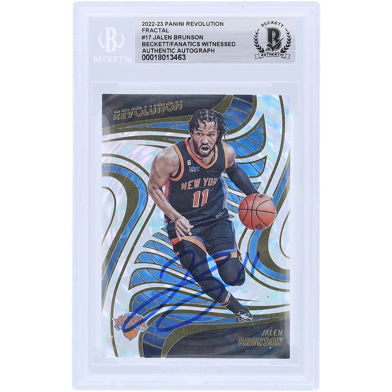 Jalen Brunson New York Knicks Autographed 2022-23 Panini Revolution Fractal #17 Beckett Fanatics Witnessed Authenticated Card