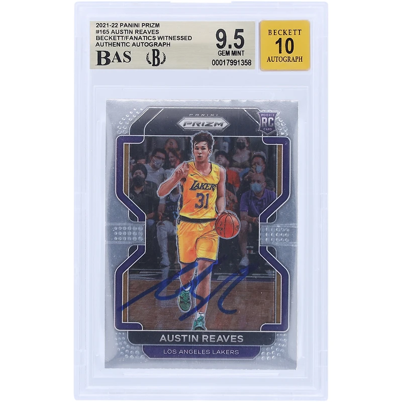 Austin Reaves Los Angeles Lakers Autographed 2021-22 Panini Prizm #165 Beckett Fanatics Witnessed Authenticated / Rookie Card