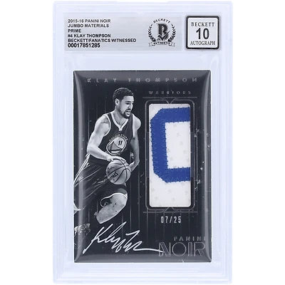 Klay Thompson Golden State Warriors Autographed 2015-16 Panini Noir Prime Jumbo Material 2 Color Relic #4 #/25 Beckett Fanatics Witnessed Authenticated 10 Card