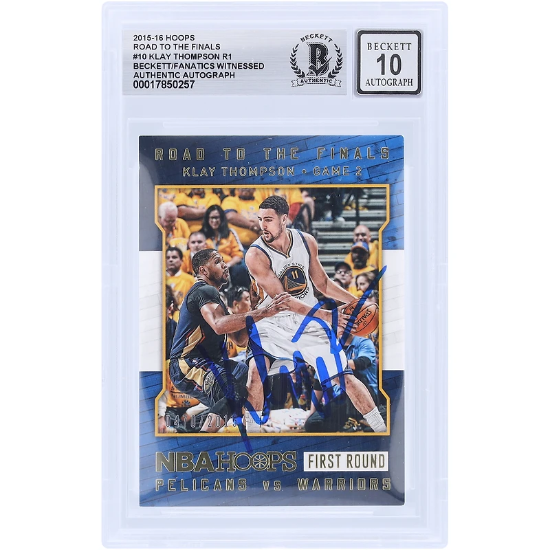 Klay Thompson Golden State Warriors Autographed 2015-16 Panini Hoops Road to the Finals #10 #/2015 Beckett Fanatics Witnessed Authenticated 10 Card