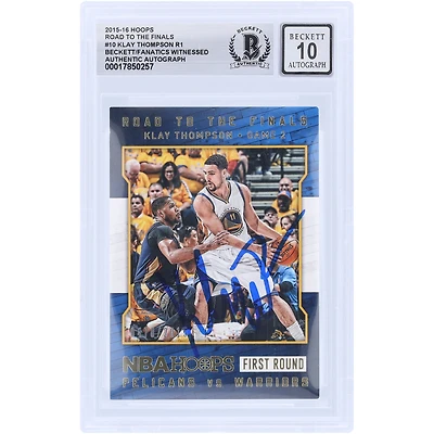 Klay Thompson Golden State Warriors Autographed 2015-16 Panini Hoops Road to the Finals #10 #/2015 Beckett Fanatics Witnessed Authenticated 10 Card