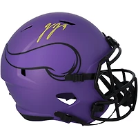 J.J. McCarthy Minnesota Vikings Autographed Riddell Rave Speed Replica Helmet