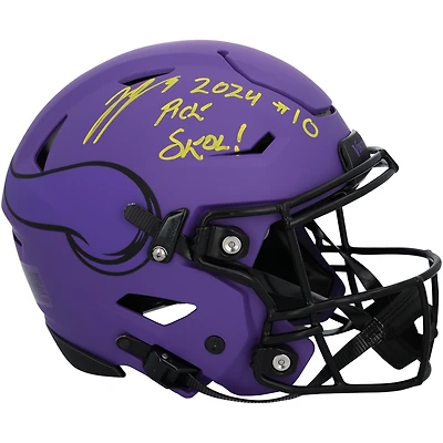J.J. McCarthy Minnesota Vikings Autographed Riddell Rave Speed Flex Authentic Helmet with "2024 #10 Pick" & "SKOL!" Inscriptions
