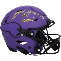 J.J. McCarthy Minnesota Vikings Autographed Riddell Rave Speed Flex Authentic Helmet with "2024 #10 Pick" & "SKOL!" Inscriptions