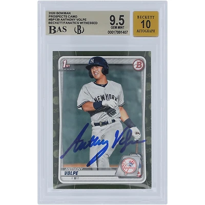 Anthony Volpe New York Yankees Autographed 2020 Bowman Prospects Camo #BP-139 Beckett Fanatics Witnessed Authenticated 9.5/10 Card