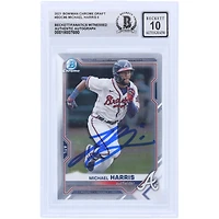 Michael Harris II Atlanta Braves Autographed 2021 Bowman Chrome Draft #BDC-86 Beckett Fanatics Witnessed Authenticated 10 Card