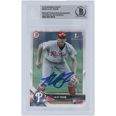 Alec Bohm Philadelphia Phillies Autographed 2018 Bowman Draft #BD-25 Beckett Fanatics Witnessed Authenticated Card