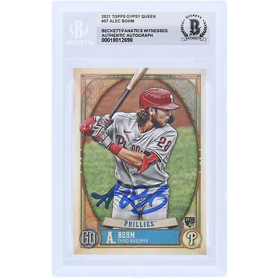 Alec Bohm Philadelphia Phillies Autographed 2021 Topps GQ #57 Beckett Fanatics Witnessed Authenticated Rookie Card