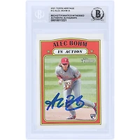 Alec Bohm Philadelphia Phillies Autographed 2021 Topps Heritage #12 Beckett Fanatics Witnessed Authenticated Rookie Card
