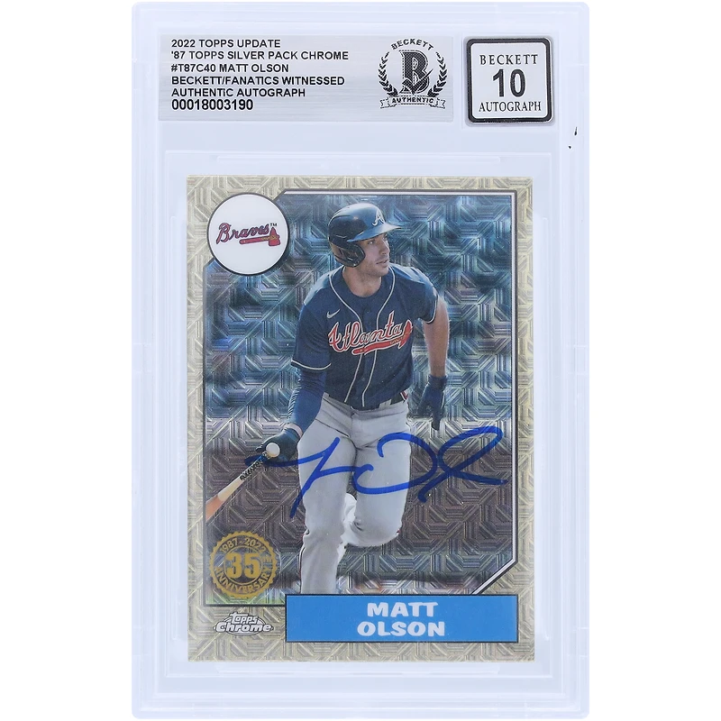 Matt Olson Atlanta Braves Autographed 2022 Topps Update '87 Topps Silver Pack Chrome #T87C-40 Beckett Fanatics Witnessed Authenticated 10 Card