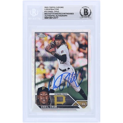Oneil Cruz Pittsburgh Pirates Autographed 2023 Topps Chrome Logofractor #15 Beckett Fanatics Witnessed Authenticated Card