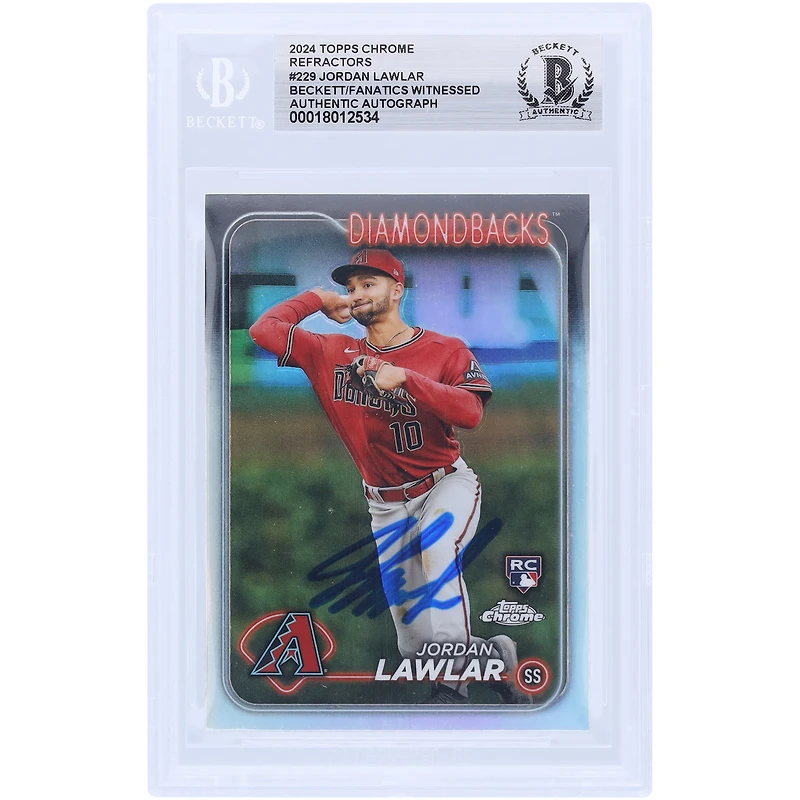 Jordan Lawlar Arizona Diamondbacks Autographed 2024 Topps Chrome Refractor #229 Beckett Fanatics Witnessed Authenticated Rookie Card