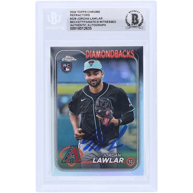 Jordan Lawlar Arizona Diamondbacks Autographed 2024 Topps Chrome Variation Refractor #229 Beckett Fanatics Witnessed Authenticated Rookie Card