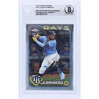 Junior Caminero Tampa Bay Rays Autographed 2024 Topps Chrome #213 Beckett Fanatics Witnessed Authenticated Rookie Card