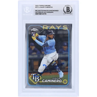 Junior Caminero Tampa Bay Rays Autographed 2024 Topps Chrome #213 Beckett Fanatics Witnessed Authenticated Rookie Card