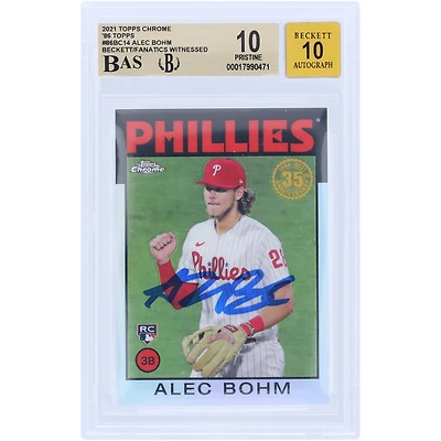 Alec Bohm Philadelphia Phillies Autographed 2021 Topps Chrome '86 Topps #86BC-14 Beckett Fanatics Witnessed Authenticated 10/10 Rookie Card - 10,10,10,9.5 Subgrades
