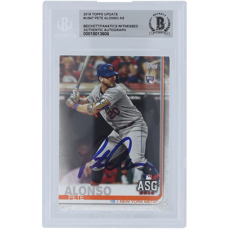 Pete Alonso New York Mets Autographed 2019 Topps Update All-Star Game #US47 Beckett Fanatics Witnessed Authenticated Rookie Card