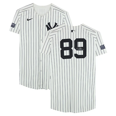 Jasson Domínguez New York Yankees Autographed Player-Worn #89 White Nike Pinstripe Jersey vs. Cleveland Guardians on October 14, 2024