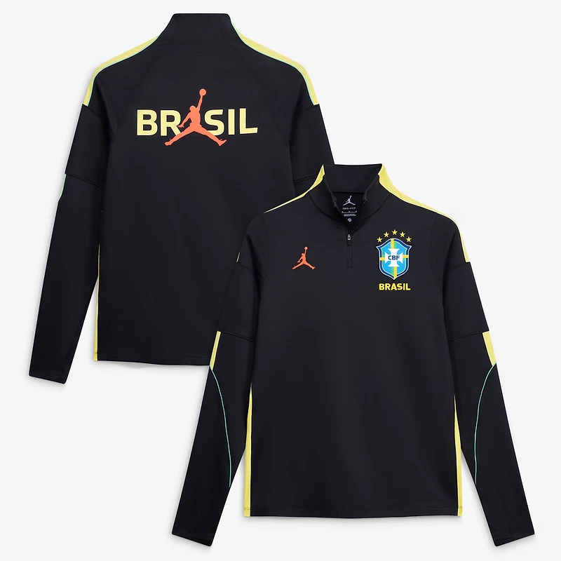 Men's Jordan Brand Black Brazil National Team 2026 Strike Dri-FIT Long Sleeve Quarter-Zip Drill Top