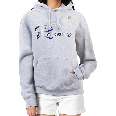 Women's G-III 4Her by Carl Banks Gray Baltimore Ravens Shadow Logo Fleece Pullover Hoodie